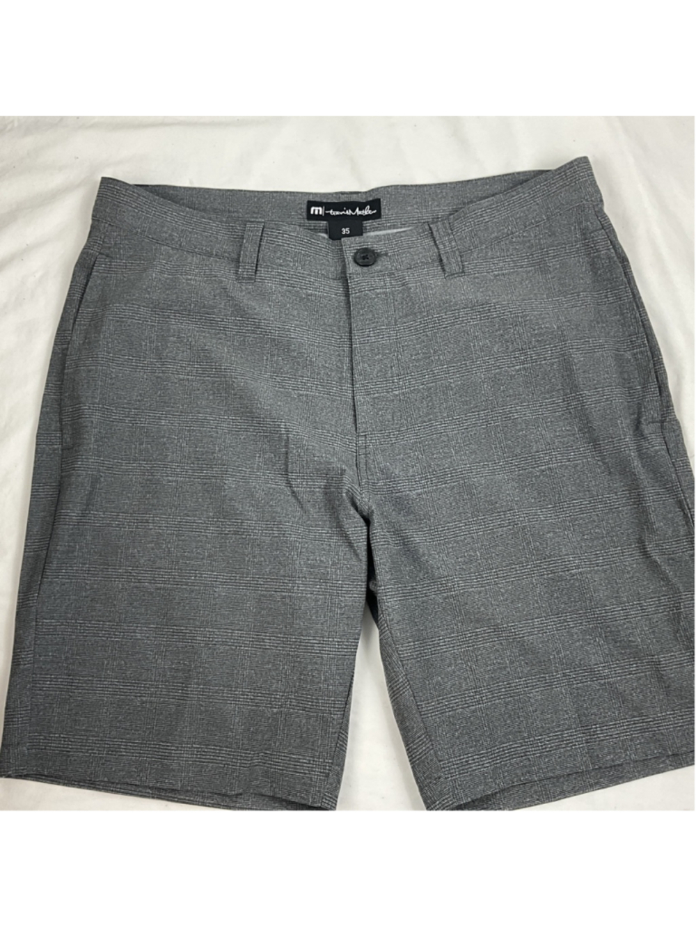 Travis Mathew Men's Size 35 Flat Front Golf Gray Check